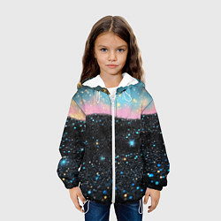 Куртка с капюшоном детская Блестящая текстура на черном, цвет: 3D-белый — фото 2