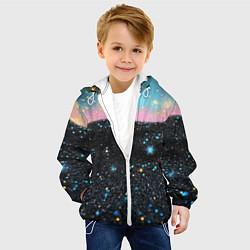Куртка с капюшоном детская Блестящая текстура на черном, цвет: 3D-белый — фото 2