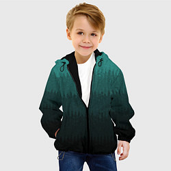 Куртка с капюшоном детская Тёмный бирюзовый градиент текстурный полосы, цвет: 3D-черный — фото 2