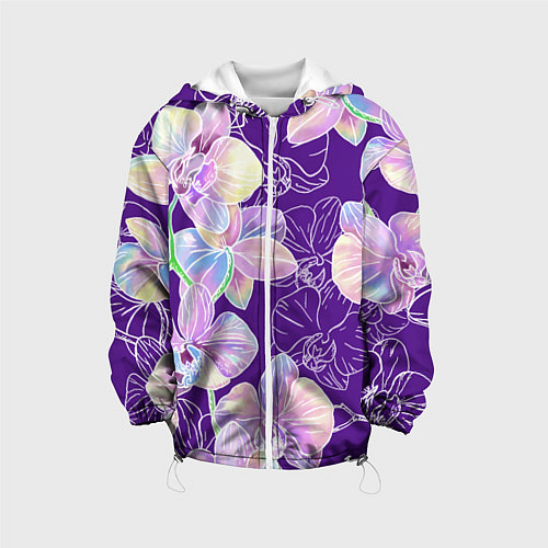 Детская куртка Японские акварельные орхидеи / 3D-Белый – фото 1