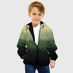 Куртка с капюшоном детская Зелёный полосами от светлого к тёмному текстурные, цвет: 3D-черный — фото 2