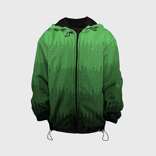 Детская куртка Зеленый градиент текстурные полосы / 3D-Черный – фото 1