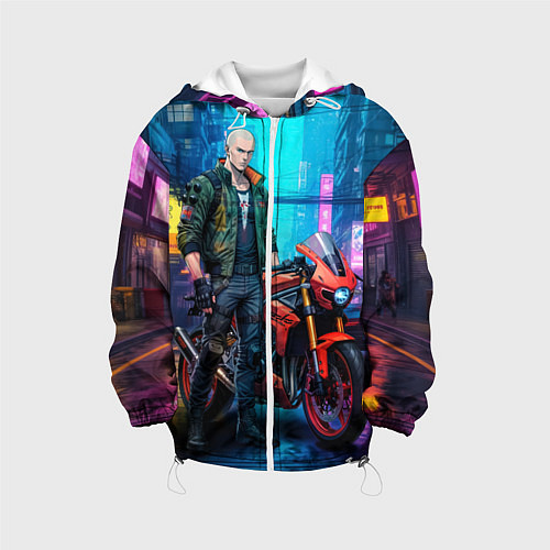 Детская куртка One punch man cyberpunk 2077 / 3D-Белый – фото 1