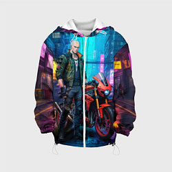 Куртка с капюшоном детская One punch man cyberpunk 2077, цвет: 3D-белый