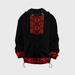 Куртка с капюшоном детская Славянский узор и орнамент на черном - вышиванка р, цвет: 3D-черный