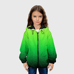 Куртка с капюшоном детская Градиент мозаика зелёный в тёмный, цвет: 3D-черный — фото 2