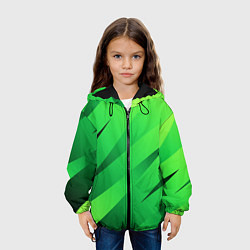 Куртка с капюшоном детская Сочный зелёный абстрактные полосы, цвет: 3D-черный — фото 2