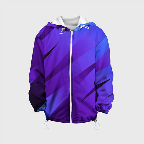 Детская куртка Сине-фиолетовый абстрактные линии / 3D-Белый – фото 1