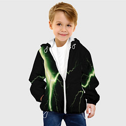 Куртка с капюшоном детская Lightning yellow текстура, цвет: 3D-белый — фото 2