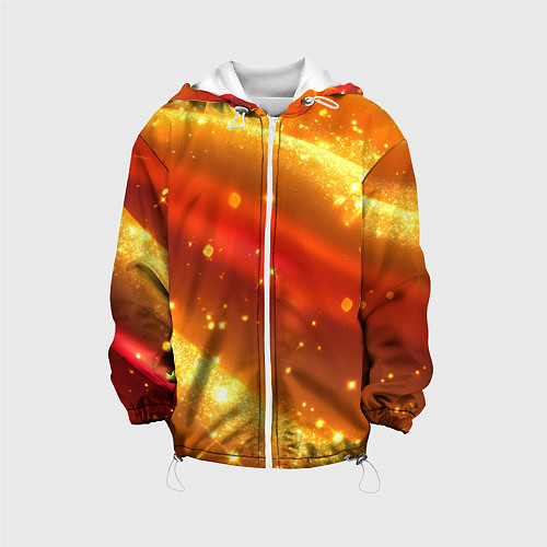 Детская куртка Желто-красная текстура с блестяшками / 3D-Белый – фото 1