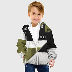Куртка с капюшоном детская Ауди логотип, цвет: 3D-белый — фото 2