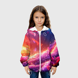 Куртка с капюшоном детская Фиолетовые и красные оттенки текстура, цвет: 3D-белый — фото 2