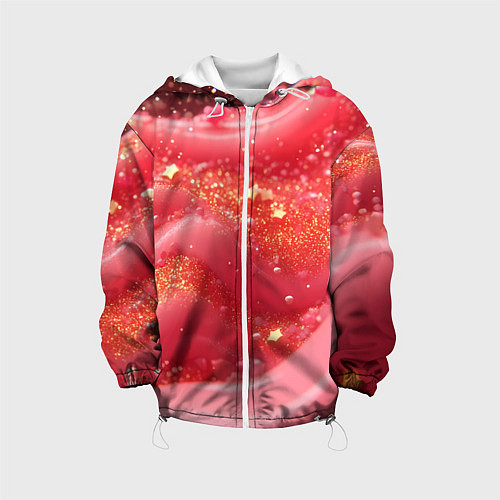 Детская куртка Розовая волнистая блестящая текстура / 3D-Белый – фото 1