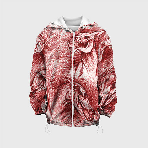 Детская куртка Черепа лошадей - эскиз / 3D-Белый – фото 1