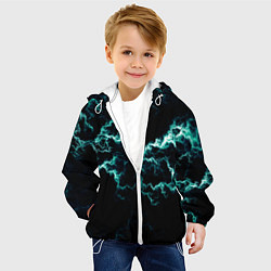 Куртка с капюшоном детская Lightning light blue glow, цвет: 3D-белый — фото 2
