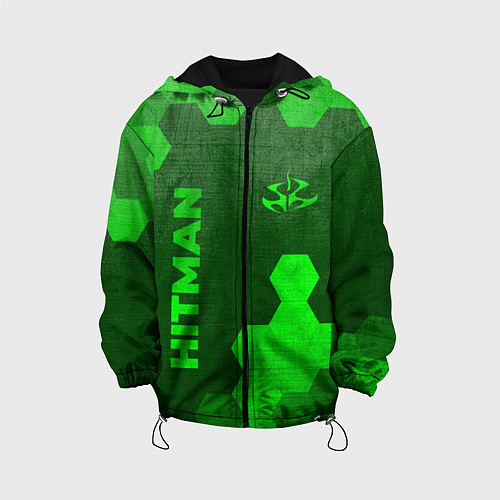 Детская куртка Hitman - green gradient вертикально / 3D-Черный – фото 1