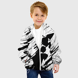 Куртка с капюшоном детская Брызги и штрихи черной краски, цвет: 3D-белый — фото 2