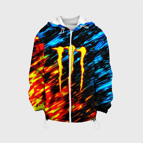 Детская куртка Monster energy огонь и лёд искры / 3D-Белый – фото 1