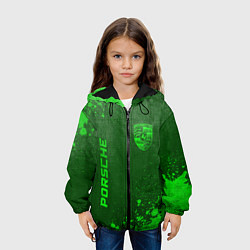 Куртка с капюшоном детская Porsche - green gradient вертикально, цвет: 3D-черный — фото 2