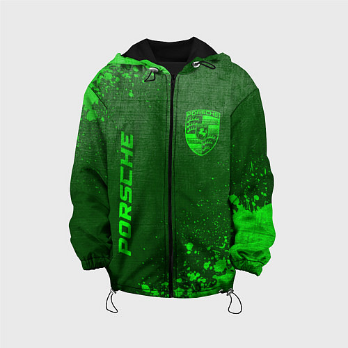Детская куртка Porsche - green gradient вертикально / 3D-Черный – фото 1