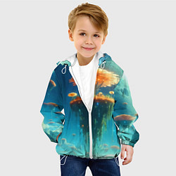 Куртка с капюшоном детская Сказочное космическое дерево - нейроарт, цвет: 3D-белый — фото 2