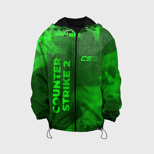Детская куртка Counter Strike 2 - green gradient вертикально / 3D-Черный – фото 1