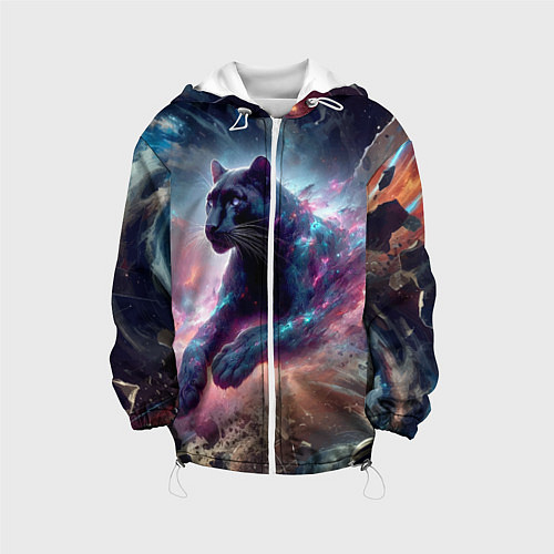 Детская куртка Космическая пантера - нейроарт / 3D-Белый – фото 1