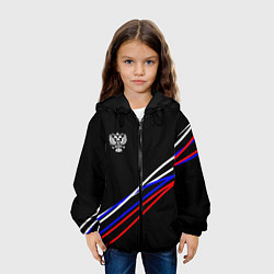 Куртка с капюшоном детская Герб и полосы цветов флага на чёрном, цвет: 3D-черный — фото 2