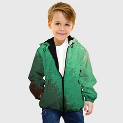 Куртка с капюшоном детская Градиент текстурный зелёный, цвет: 3D-черный — фото 2