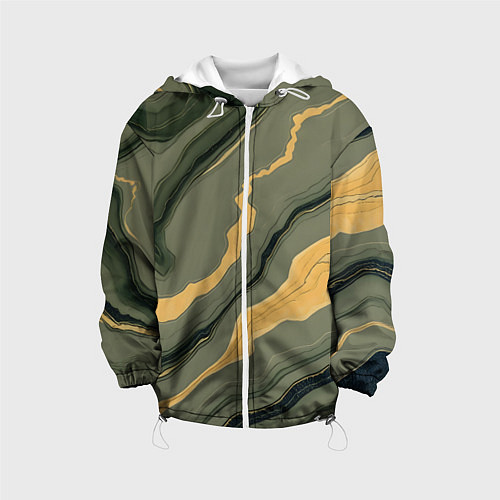 Детская куртка Оливковый мрамор / 3D-Белый – фото 1