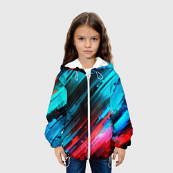 Куртка с капюшоном детская Синяя и красная краска на черном, цвет: 3D-белый — фото 2