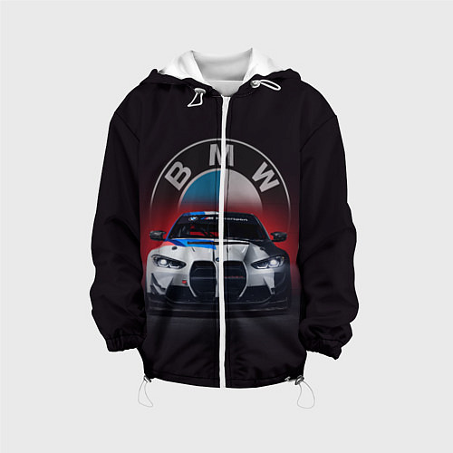 Детская куртка BMW на красном фоне / 3D-Белый – фото 1