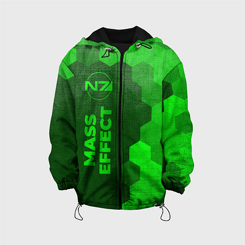 Детская куртка Mass Effect - green gradient по-вертикали / 3D-Черный – фото 1