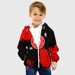 Куртка с капюшоном детская Atlanta Hawks black and red, цвет: 3D-белый — фото 2