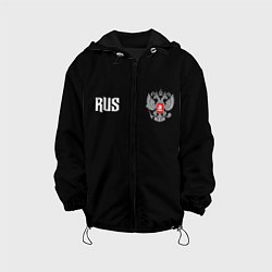 Куртка с капюшоном детская Россия три полоски, цвет: 3D-черный