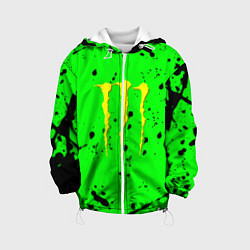 Куртка с капюшоном детская Monster energy кислотные брызги, цвет: 3D-белый