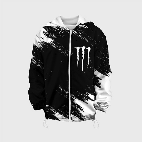 Детская куртка Monster energy краски штрихи белые / 3D-Белый – фото 1