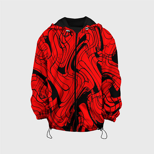 Детская куртка Чёрно-красный абстрактный линии / 3D-Черный – фото 1