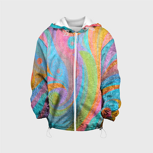 Детская куртка Абстракция - multicolored curves / 3D-Белый – фото 1