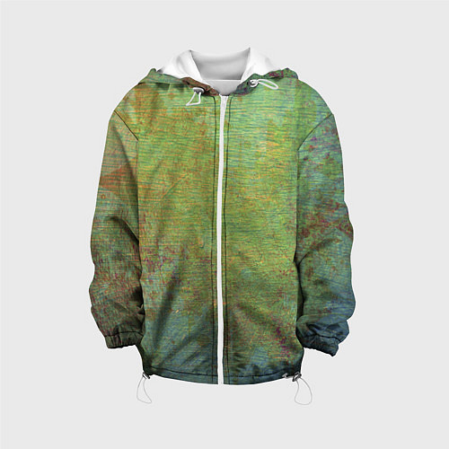 Детская куртка Абстракция - green oil stain / 3D-Белый – фото 1