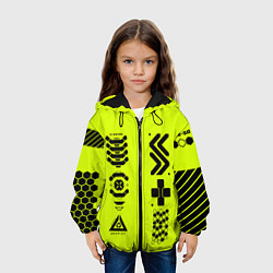 Куртка с капюшоном детская Кибер текстура - ядовитая, цвет: 3D-черный — фото 2