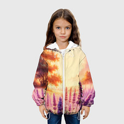 Куртка с капюшоном детская Поле цветочное, цвет: 3D-белый — фото 2