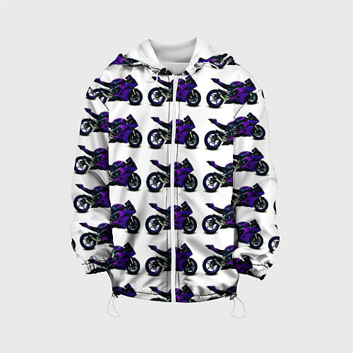 Детская куртка Motorcycle purple gloss / 3D-Белый – фото 1