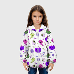 Куртка с капюшоном детская Halloween purple pumpkin pattern, цвет: 3D-белый — фото 2