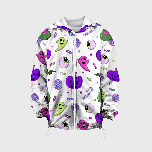 Детская куртка Halloween purple pumpkin pattern / 3D-Белый – фото 1