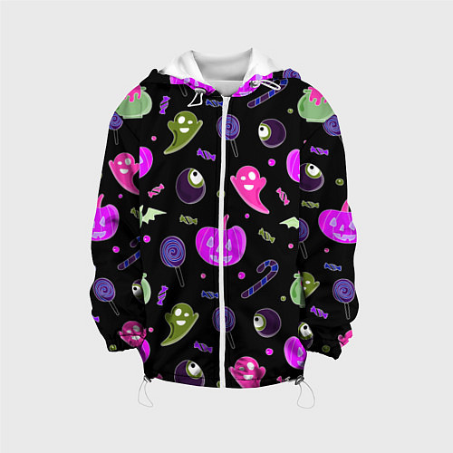 Детская куртка Halloween pink black pumpkin / 3D-Белый – фото 1
