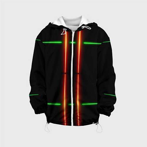 Детская куртка Neon green black red line / 3D-Белый – фото 1