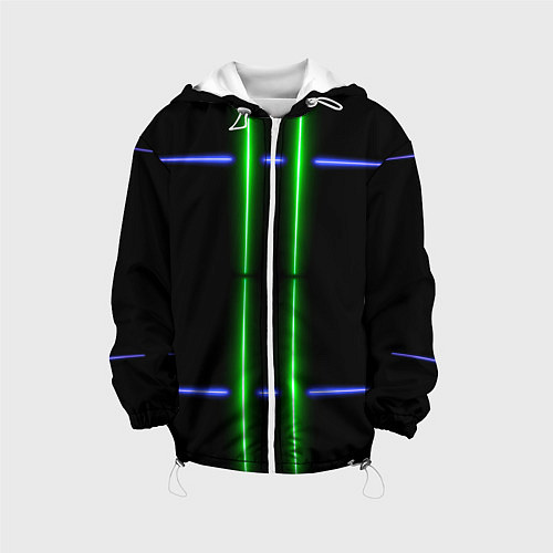 Детская куртка Neon black light blue green line / 3D-Белый – фото 1