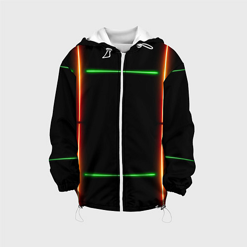 Детская куртка Color black green orange lines / 3D-Белый – фото 1