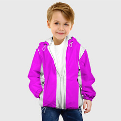 Куртка с капюшоном детская Color white pink line, цвет: 3D-белый — фото 2